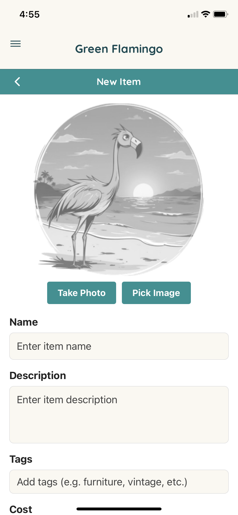 New Item Screen